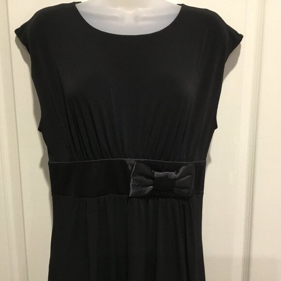 Alain Manoukian Black Satin Bow Dress Size M – Vintage Y2K Parisian Chic - Picture 3 of 13